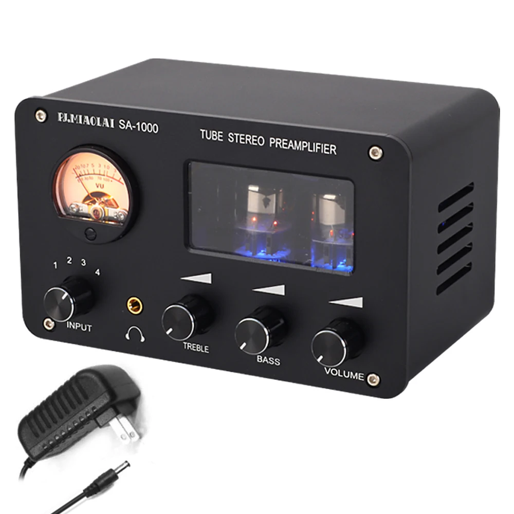 SA-1000 Audiophile Tube Preamplifier Audio HiFi Electric Tube Amplifier 4 Inputs 2 Outputs Audio Interfaces Lossless Switching