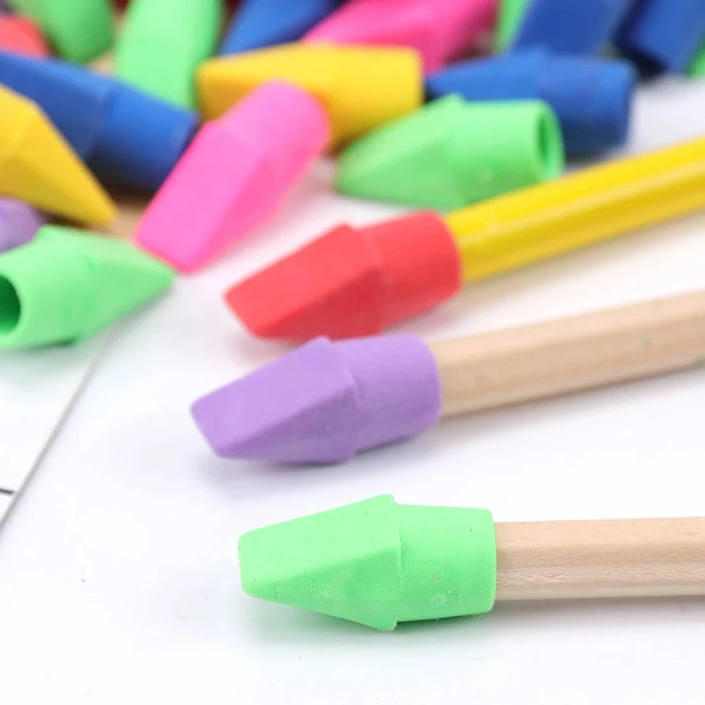 Perlengkapan sekolah berbagai macam warna siswa untuk anak-anak penghapus topi pensil atas penghapus pensil penghapus pensil Toppers penghapus pensil