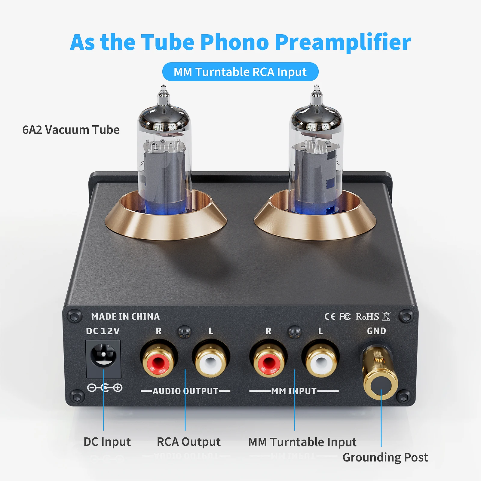 Fosi Audio Phono Preamp for Turntable Phonograph Preamplifier Mini Stereo Audio HiFi Vacuum Tube Amplifier Box X2 For DIY