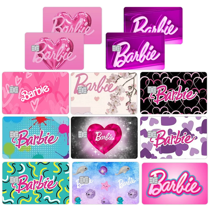 

2PCS Barbie Cartoon Credit Card Stickers Visa Debit Bank Charge Card Bus Big Small No Chip Double Sided Sticker Decal Decoration