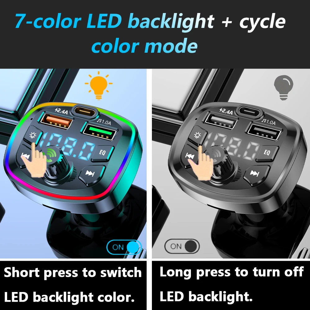 شاحن سيارة لاسلكي سيارة مشغل MP3 FM الارسال Bluetooth5.0 المزدوج USB ميناء PD شحن سريع الأيدي الحرة دعم TF بطاقة U القرص