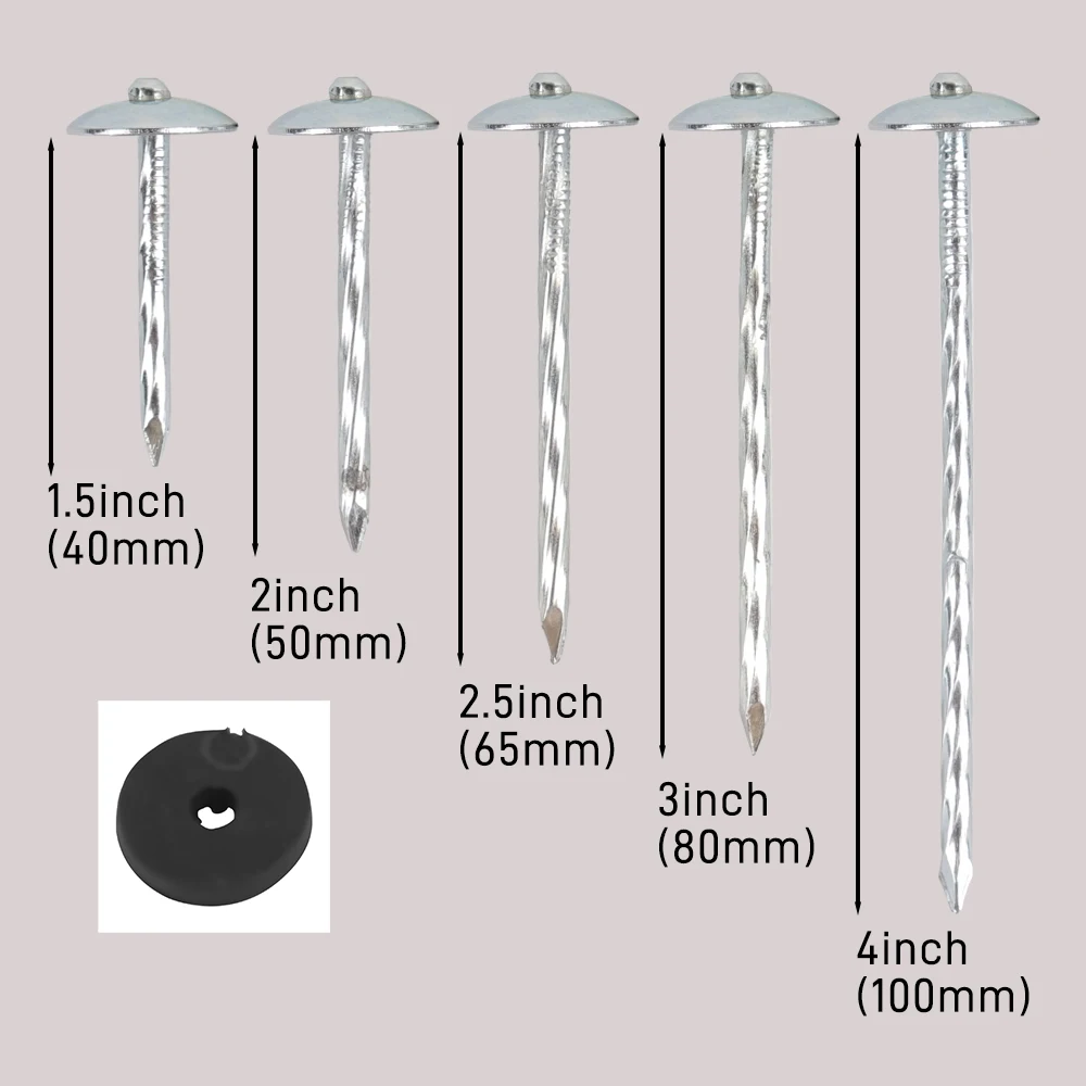 L-40/50/65/80/100mm Umbrella Head Roofing Nails Twist Shank Galvanized Wood Nail Roofing Top Use Big Head Nail Screw Shank