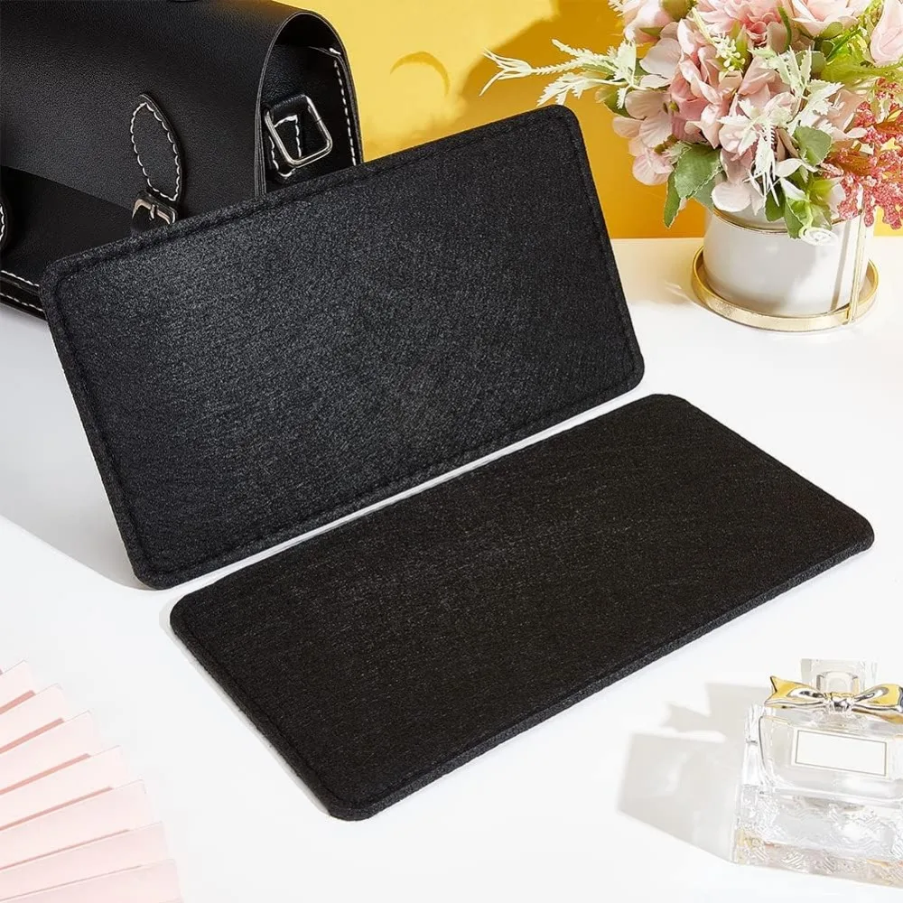 2pcs Felt Bag Base Shaper, 13.7 x 7 Inch Insert Bag Bottom Black Purse Bottoms Rectangle Bag Liner Board Bag Bottom Shaper