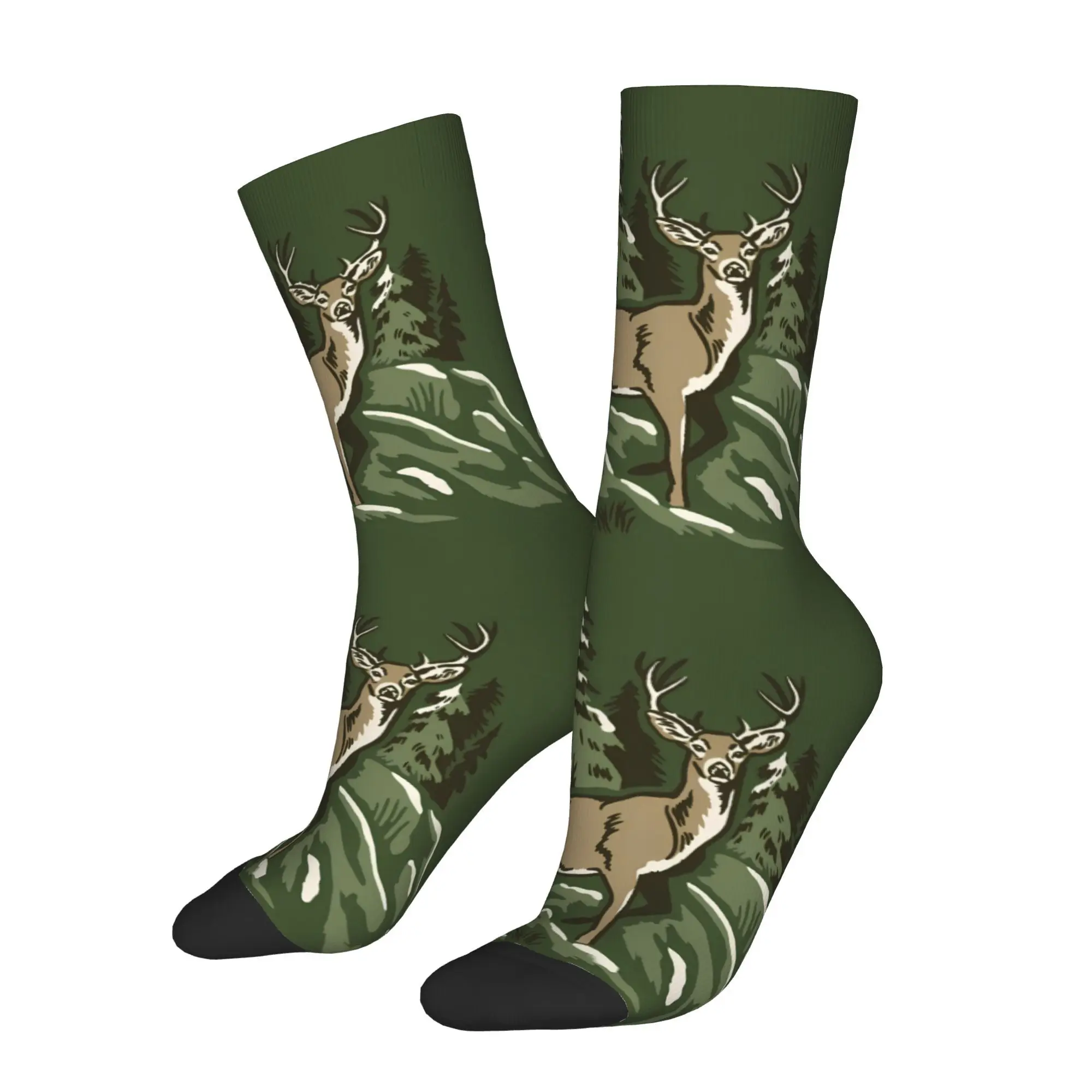 

Мужские носки из полиэстера с принтом Mountain Deer, модные