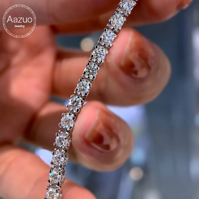 Aazuo Luxury Jewelry 18K Solid White Gold Real Diamonds 3.5ct Classic Tennis Bracelet For Woman Upscale Trendy  Engagement Party