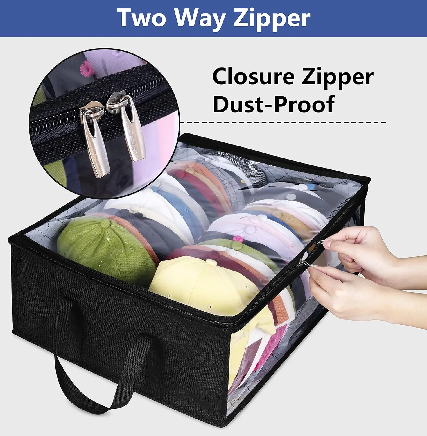 Large Capacity Hat Organizer Cap Holder Black Non Woven Hats Clothes Foldable Storage Hanging Bags Storage Boxes Hangers