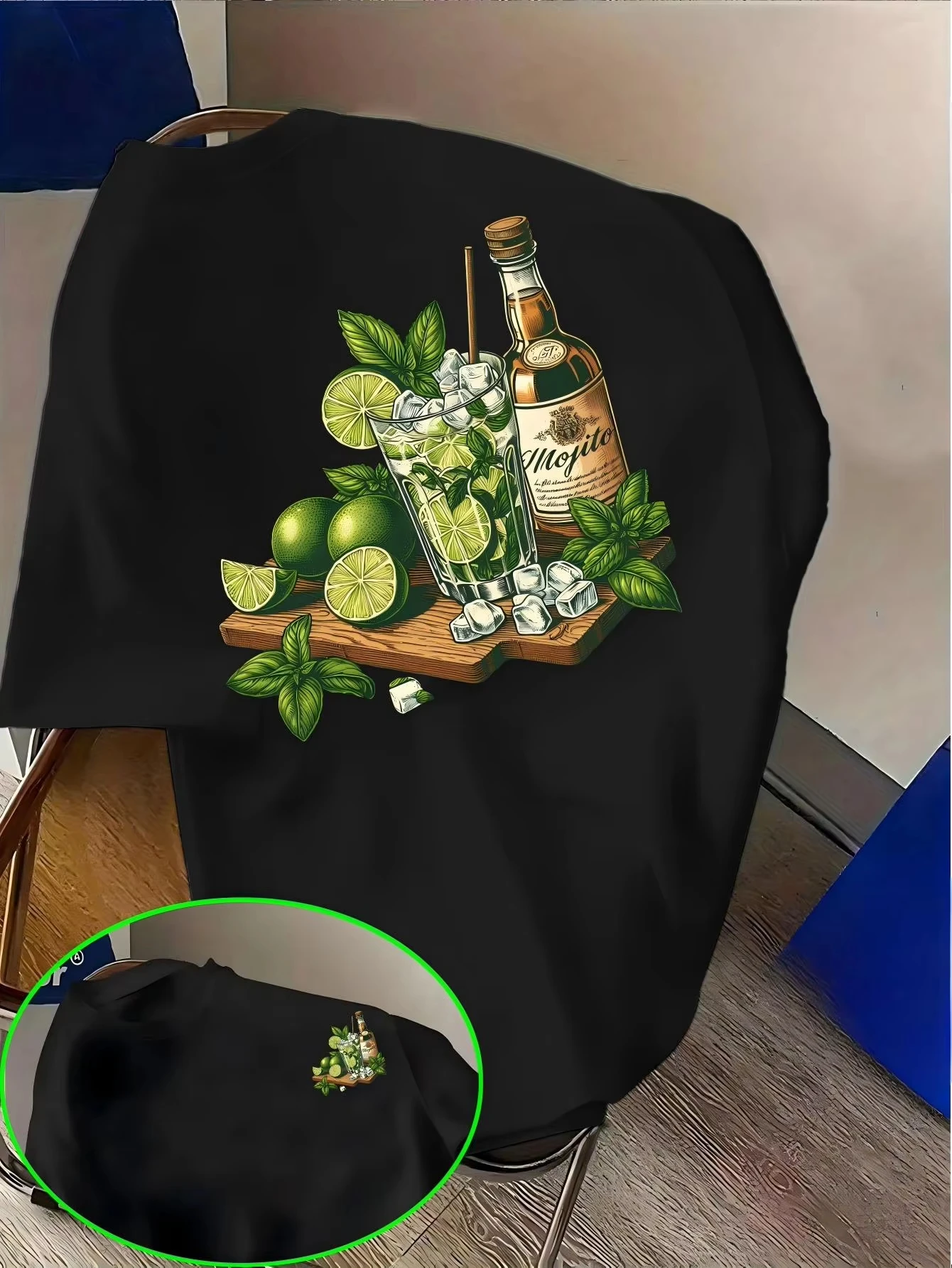 Unisex Mojito Cocktail Graphic T‑Shirt Vintage Lime Mint Drink Print Short Sleeve Tee Casual Party Top For Men Women