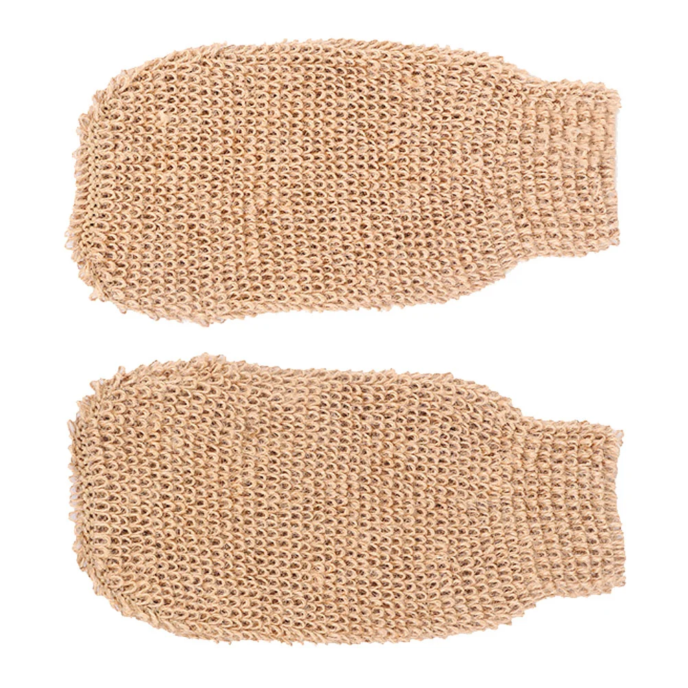 2 Pcs Scrub Gloves Bath Skin Exfoliator Mitts Exfoliating Scrubber Ramie Jute Body