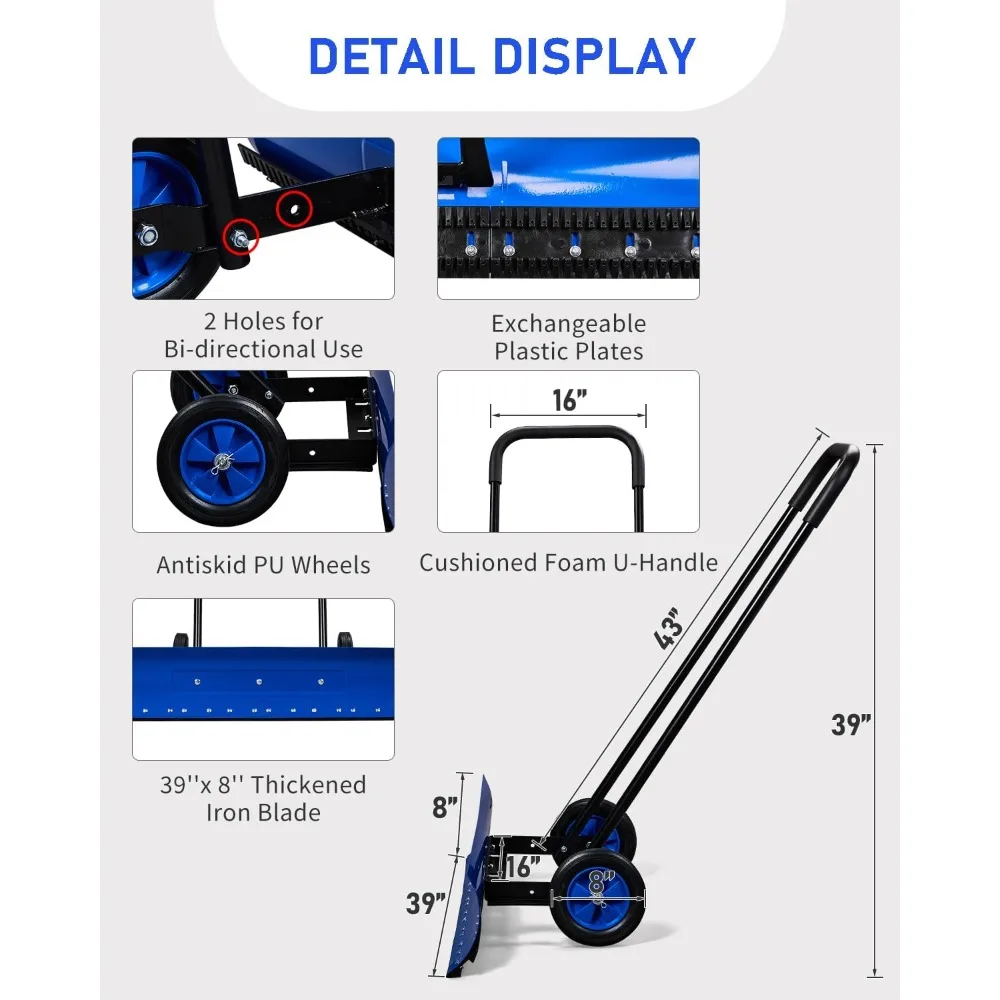 مجرفة أوتفيتا 39 بوصة مع عجلات، إزالة محراث الثلج بعجلات ثنائية الاتجاه للممر والأرصفة مع