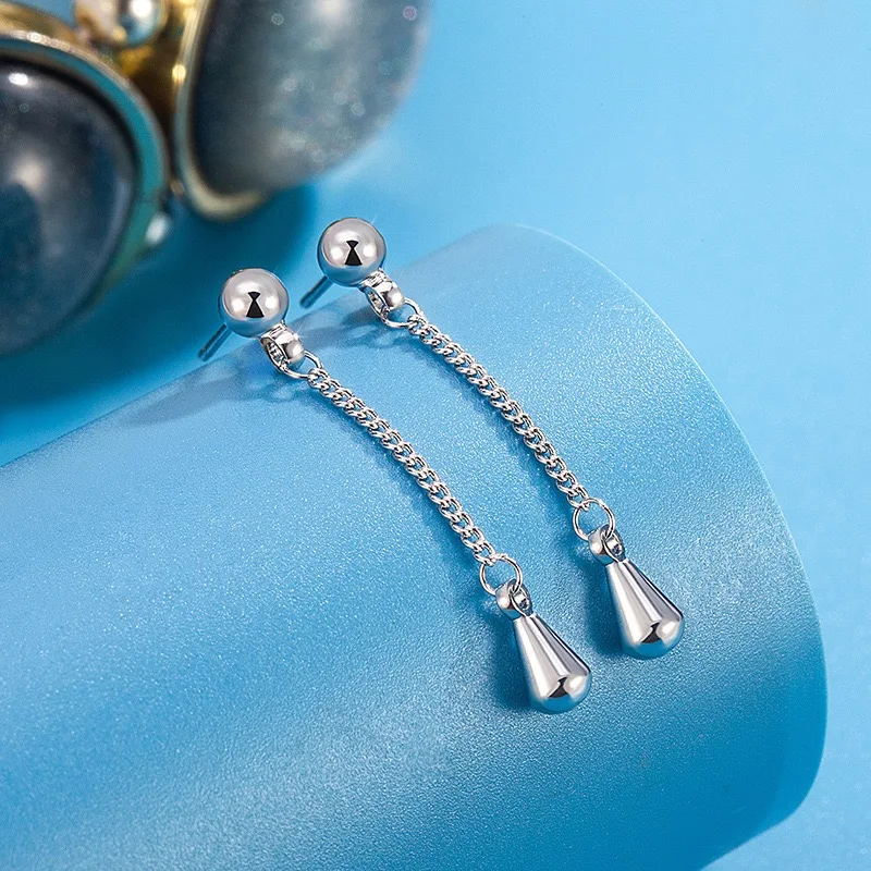 

925 Sterling Silver Earrings for Women Geometric Drop Tassel Earring Fashion Jewelry Gift Party Wedding pendientes