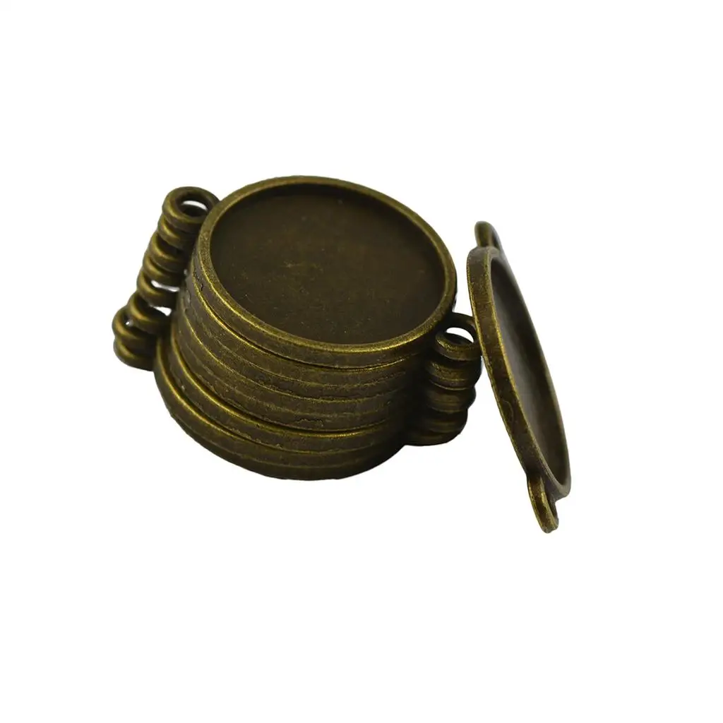 DIY Jewelry Connector Bronze Alloy Blank Cabochon Bezel Round Base Findings Pendant Setting for Crafting
