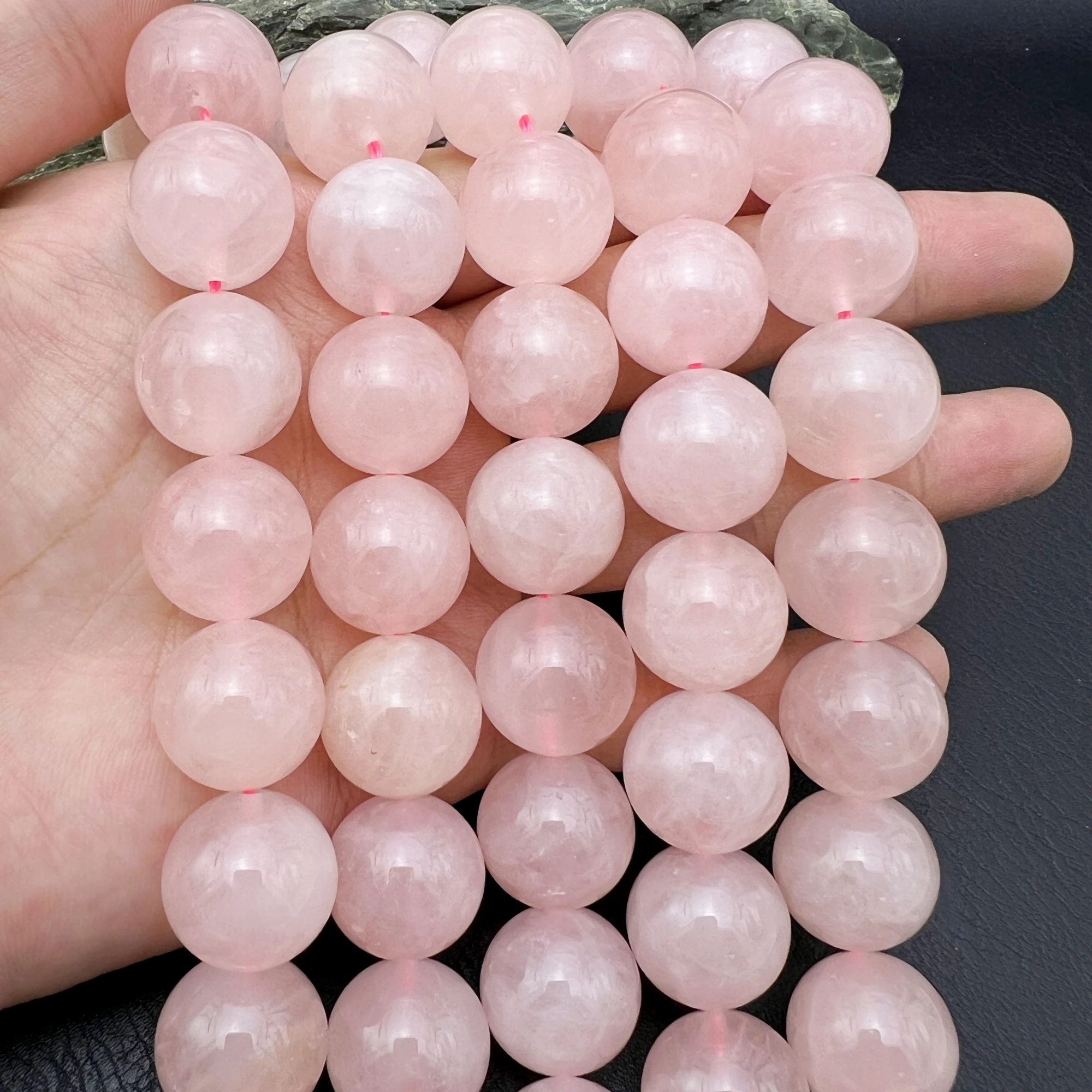 

18MM 22PCS Large Natural Madagascar Rose Quartzs Pink Crystal Round Ball Nugget Beads For DIY Jewelry Making MY240922