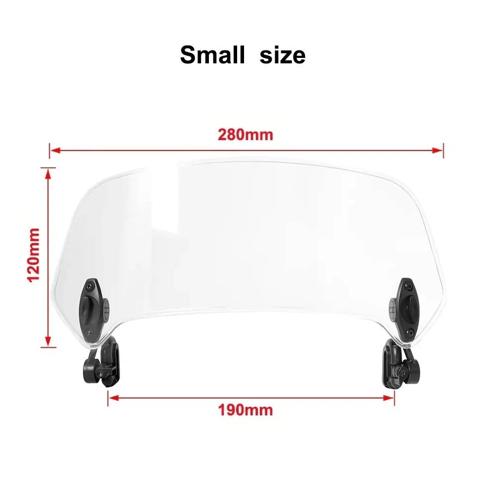 Transparent Motorcycle Windscreen Universal Clamp-On Design Air Deflector Adjustable Modified Style Windshield Spoiler