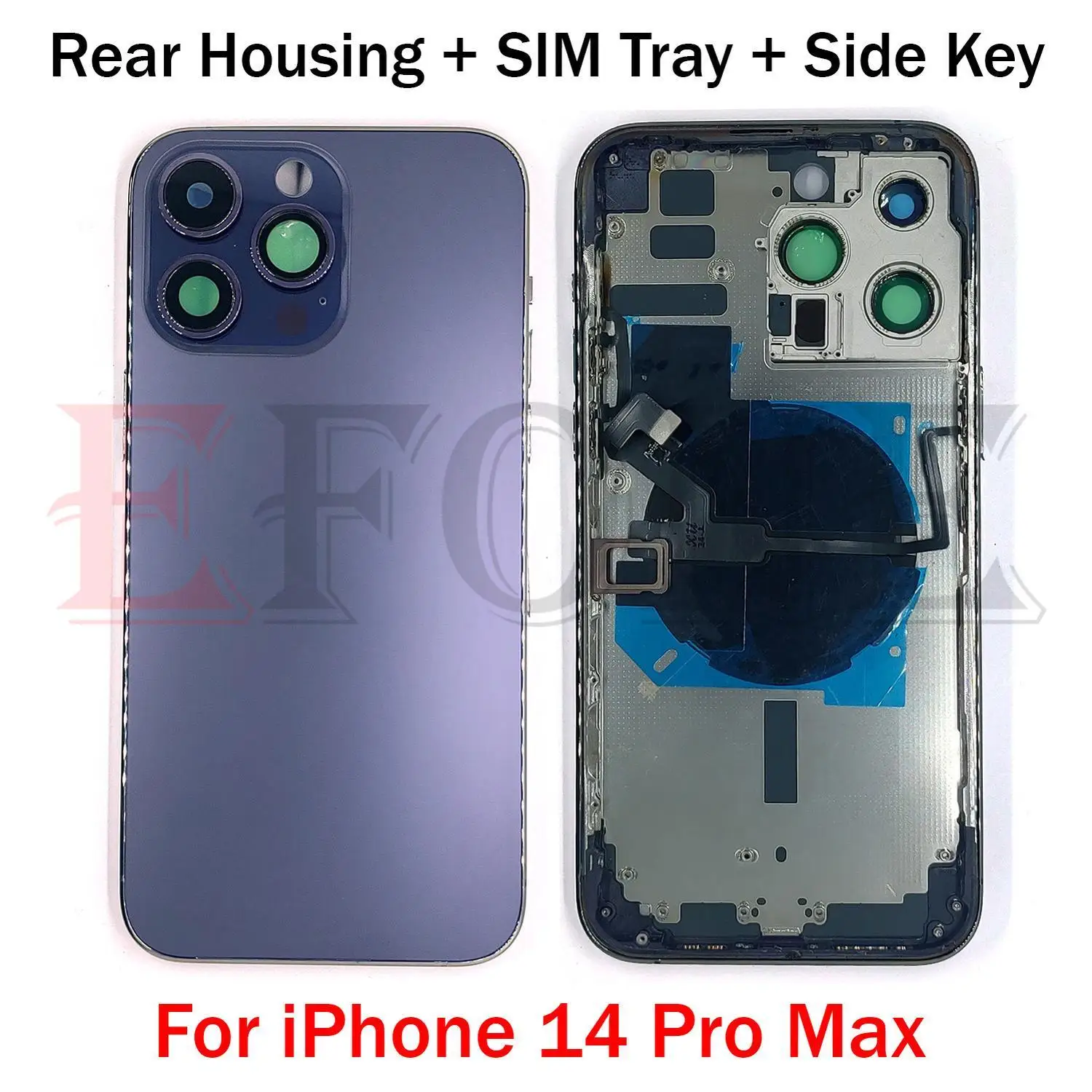 آيفون 14 برو ماكس الإصدار العالمي لا CE غطاء البطارية الخلفي الباب الإسكان حالة الإطار الأوسط الهيكل + علبة Sim + زر جانبي #1