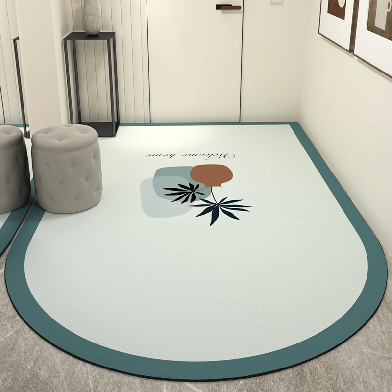 

Modern Minimalist Entry Door Mat Home Pvc Leather Carpet Anti-oil and Anti-fouling Kitchen Rugs Large Area Washable Balcony Rug