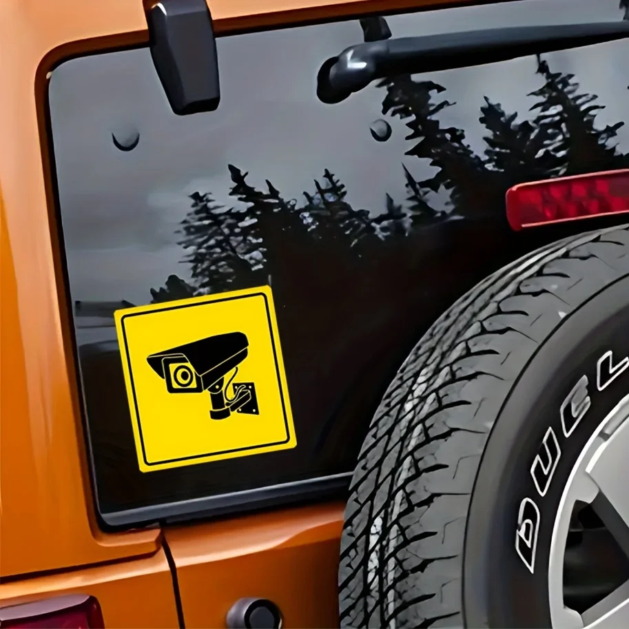 CCTV Warning Vinyl Sticker, Scratch Resistant Surveillance Alert Decal for Car, Motorcycle, Window, Laptop and Water Bottle