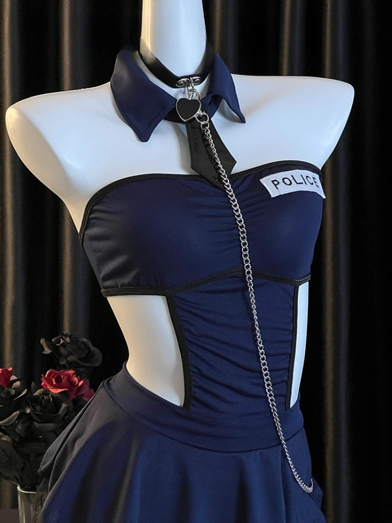 مجموعة تنورة قصيرة للسيدات الشرطية الصغيرة، بدلة مشد رومانسية نقية، زي مضيفات الطيران، لعب الأدوار الممتعة