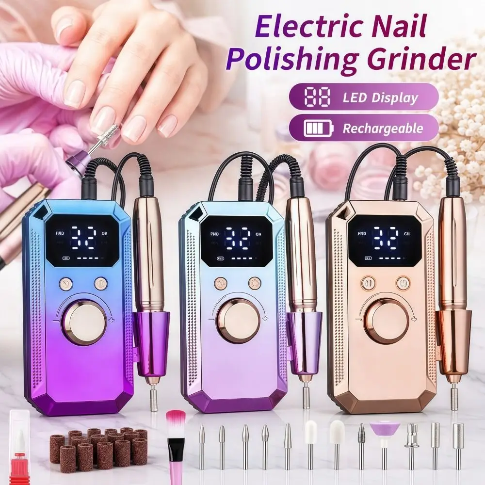 32 Speeds Electric Nail Polishing Grinder Rechargeable LED Display Electric Nail File Portable Multifunctional Nail Grinder