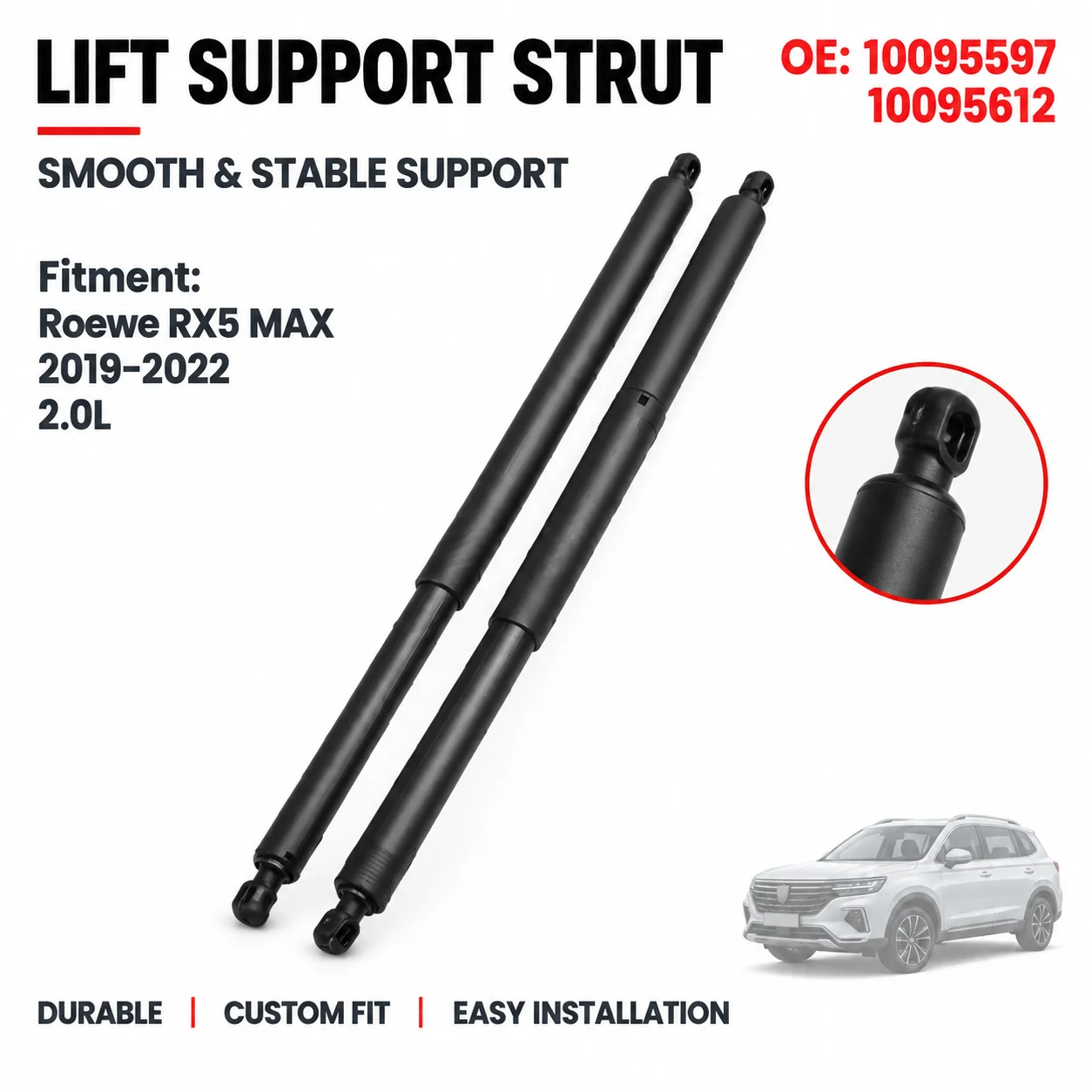 2pcs Liftgate Struts for Roewe RX5 MAX 2019-2022 10095597 10095612 Durable Reliable Direct Fit Easy Installation Premium