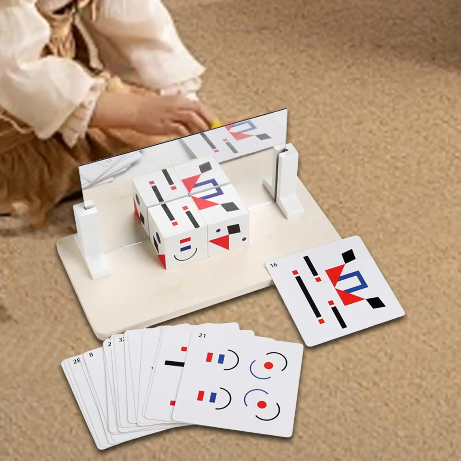 Gesichtswechsel-Blockspiel, Ausdruckspuzzle-Bausteinspiel, Holzspielzeug, Entwicklungsspielzeug für Kinder ab 3 Jahren