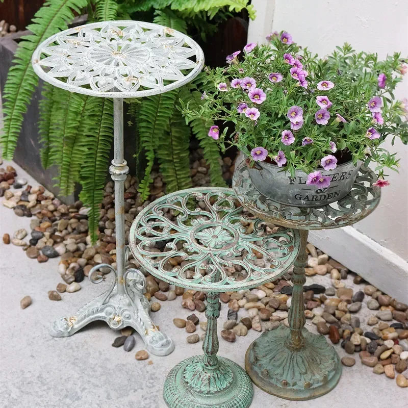 Vintage Do Old Stand For Flowers Iron Art Floor Plant Shelves Balcony Decoration Storage Shelf Stable Durable Indoor Gardening