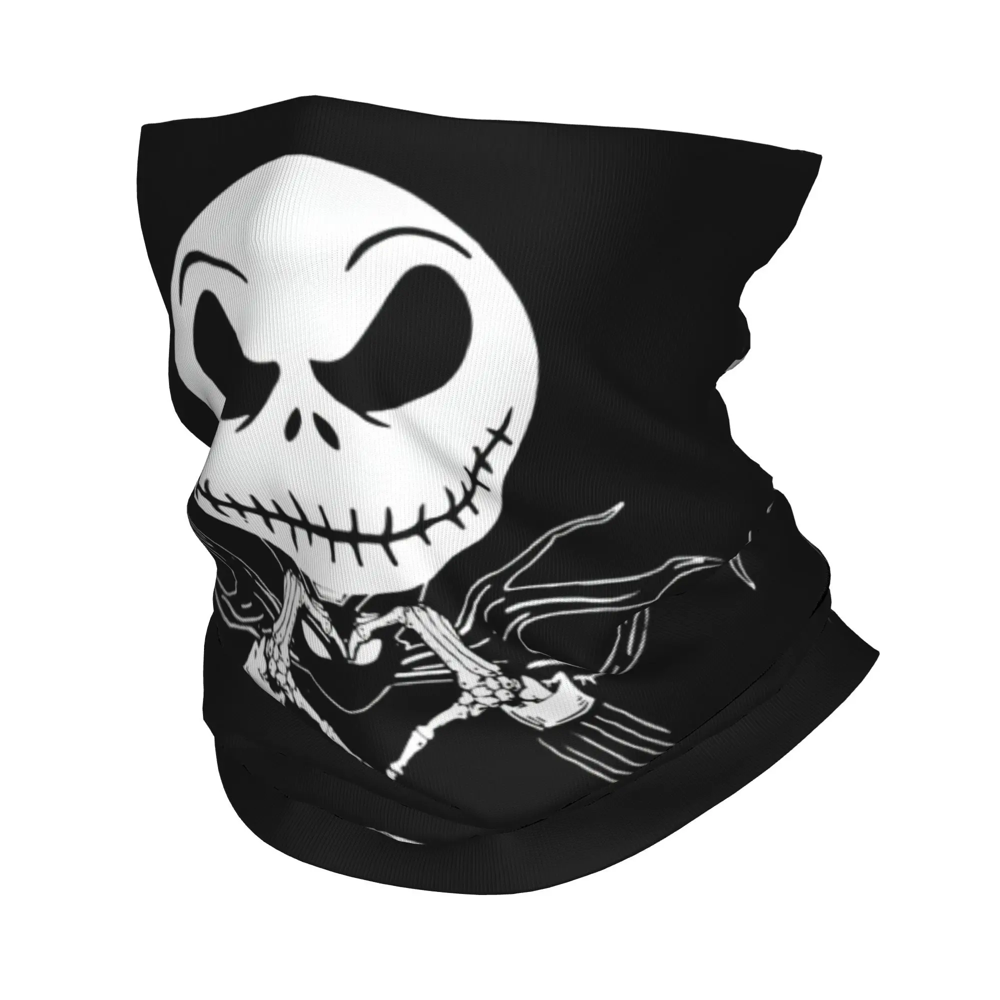 

Custom Nightmare Before Christmas Bandana Neck Gaiter UV Protection Face Scarf Cover Jack Skellington Headband Tube Balaclava