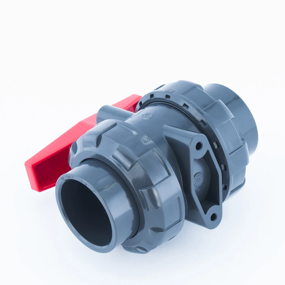 Handle UPVCPVC plastic double pass ball valve corrosion resistant plastic ball valve