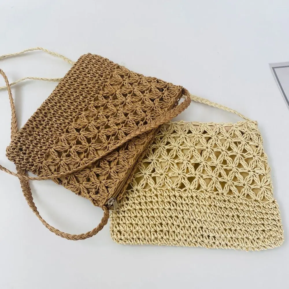 Woven Bags Handmade Knitted Straw Handbags Fashion Hollow Messenger Bags Bohemia Beach Shoulder Crossbody Bag