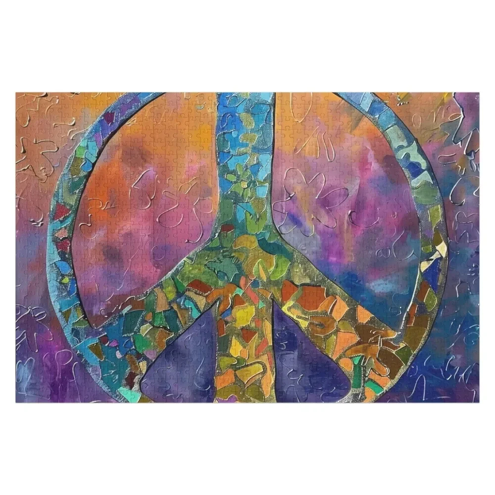 

Colorful painted abstract peace sign Jigsaw Puzzle Wooden Decor Paintings Wooden Boxes With Photo Personalized Gift Ideas Puzzle