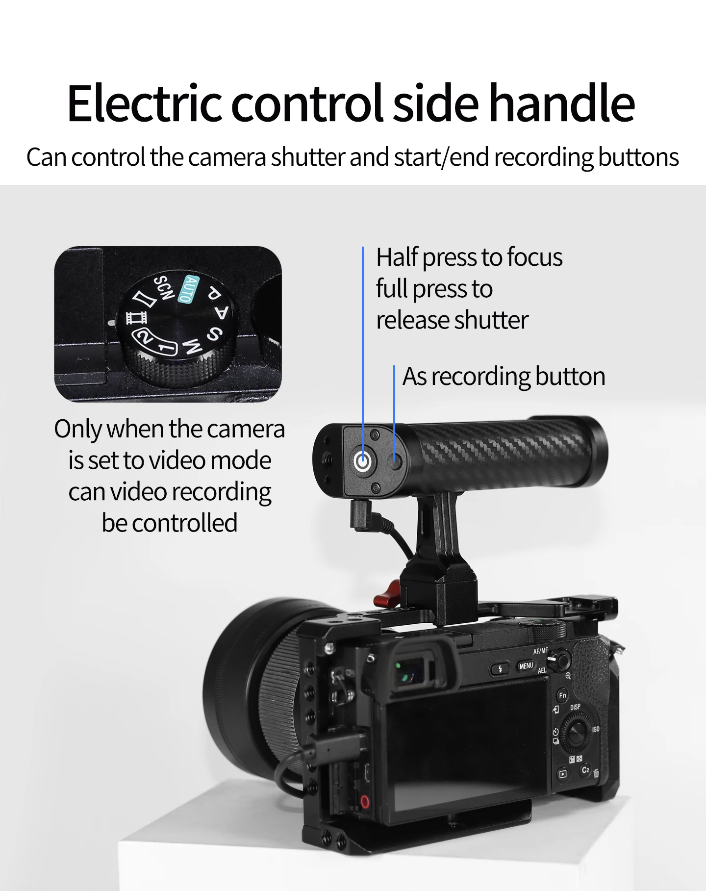 Low Angle Shooting Kameragriff 1/4" ARRI NATO Rail Clamp Auslöser für Canon EOS R5 Nikon Z6II Sony DSLR spiegelloser Käfig – Detail 29