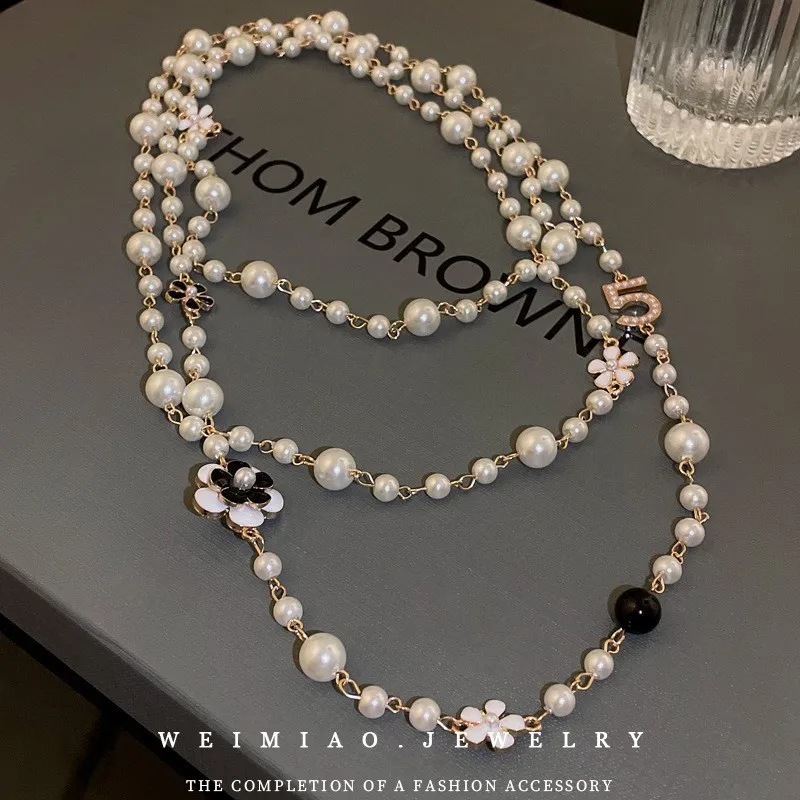 Flower necklace pearl necklace long sweater chain luxury necklace Multi layered necklace chokers necklaces for women