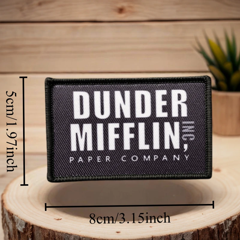 Parche estampado DONDER MIFFLIN, insignia de moral táctica militar con gancho y bucle, pegatina decorativa para mochila, parches para brazalete para ropa