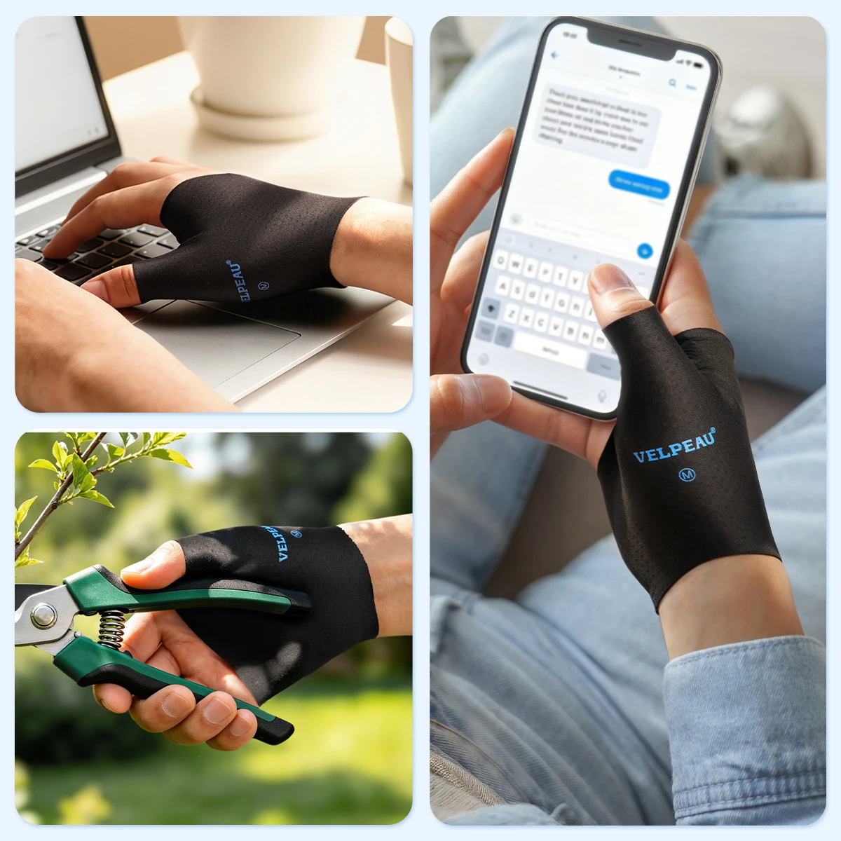 VELPEAU Daumen-Handgelenk-Stützhülle für Sport, leichte Arthritis und Sehnenentzündung, Unisex elastische Kompressionshülle 2 Stück – Detail 8