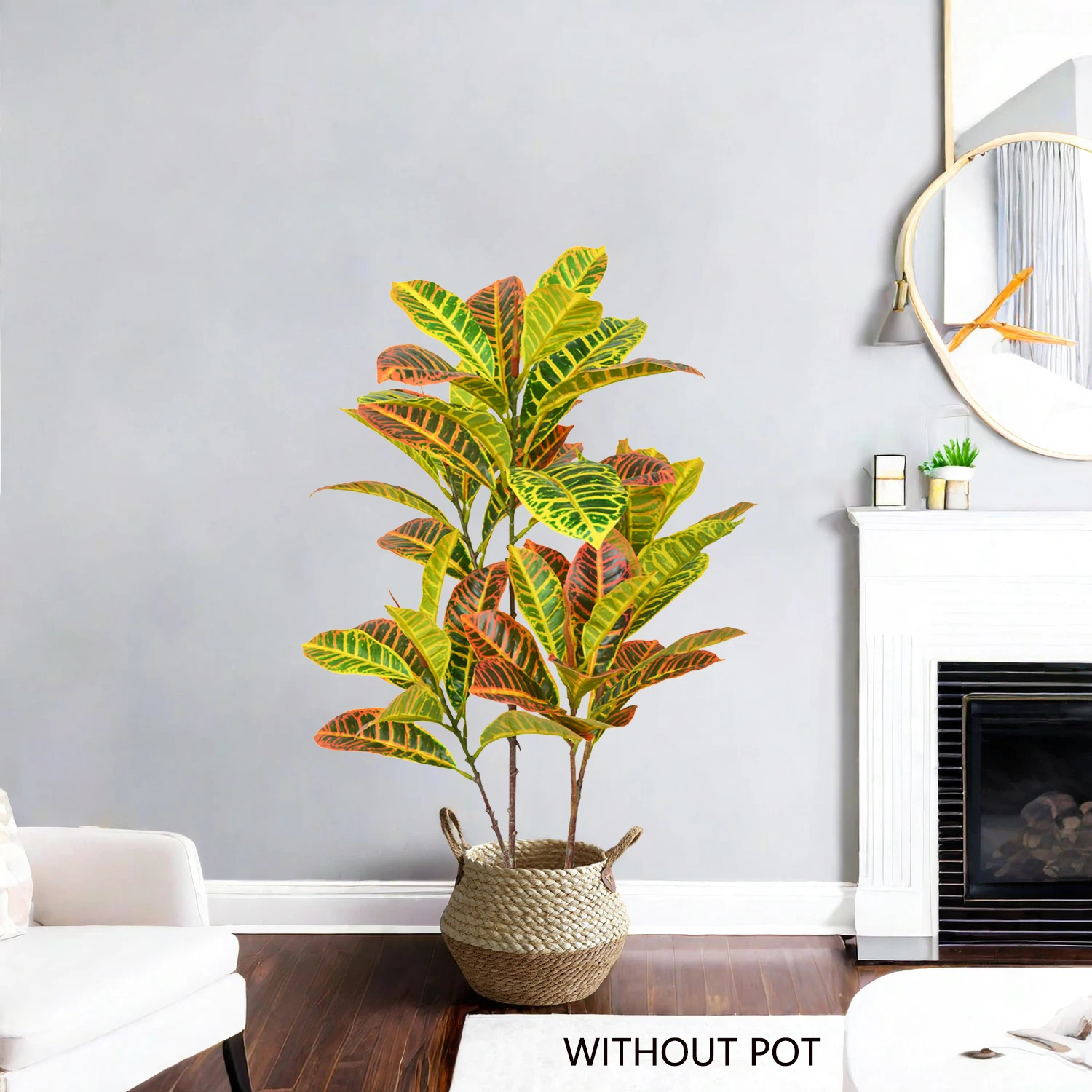 66/83CM Artificial Plants Fake Codiaeum Branch Plastic Ficus Plants realistic Tropical Faux Plant for Home Office room Decor