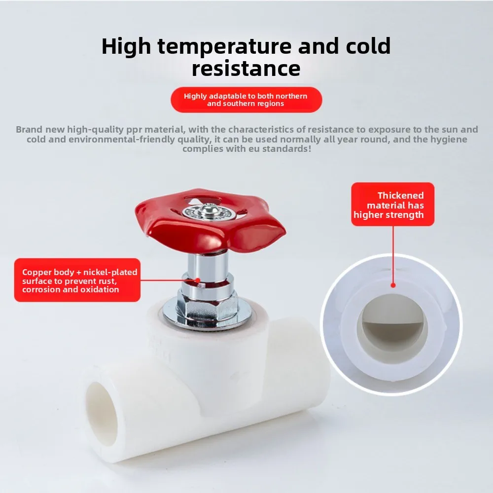 วาล์วประตูพลาสติก PPR คุณภาพสูง ขนาด 20~32 มม. แบบข้อต่ออุตสาหกรรม วาล์วบอลสวิตช์สำหรับงานประปา อุปกรณ์เสริมสำหรับตู้ปลา