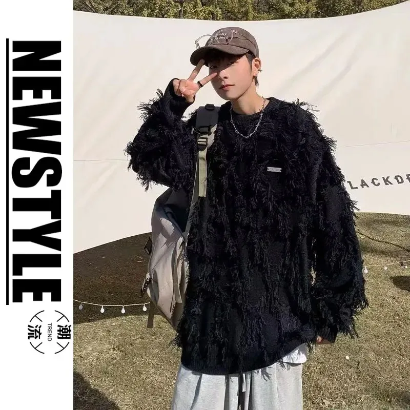 

Свитер с кисточками, мужской универсальный свободный свитер, красивый универсальный свитер