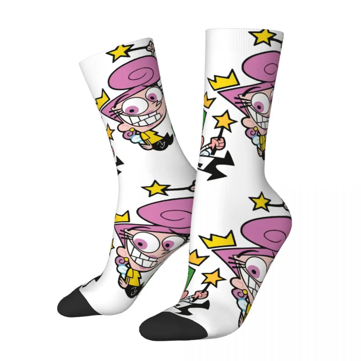 Funny Crazy Sock for Men Wanda And Cosmo Halloween Hip Hop Vintage The Fairly Odd Parents Quality Pattern Printed Boys Crew Sock