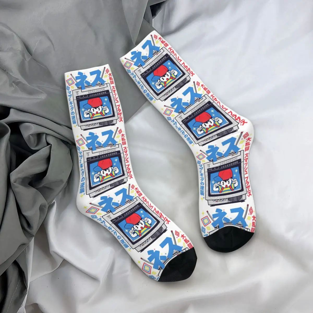 Earthbound meias harajuku meias super macias durante toda a temporada meias longas acessórios para presentes de natal da mulher do homem