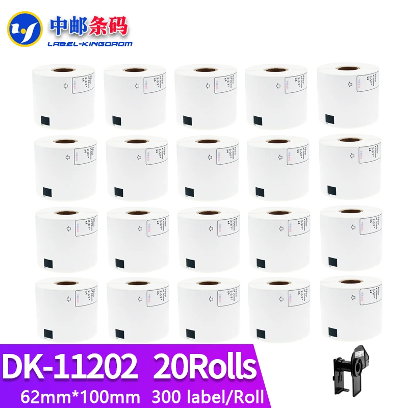 

20 Refill Rolls Compatible DK-11202 Label 62mm*100mm 300Pcs Compatible for Brother Label Printer White Paper DK11202 DK-1202