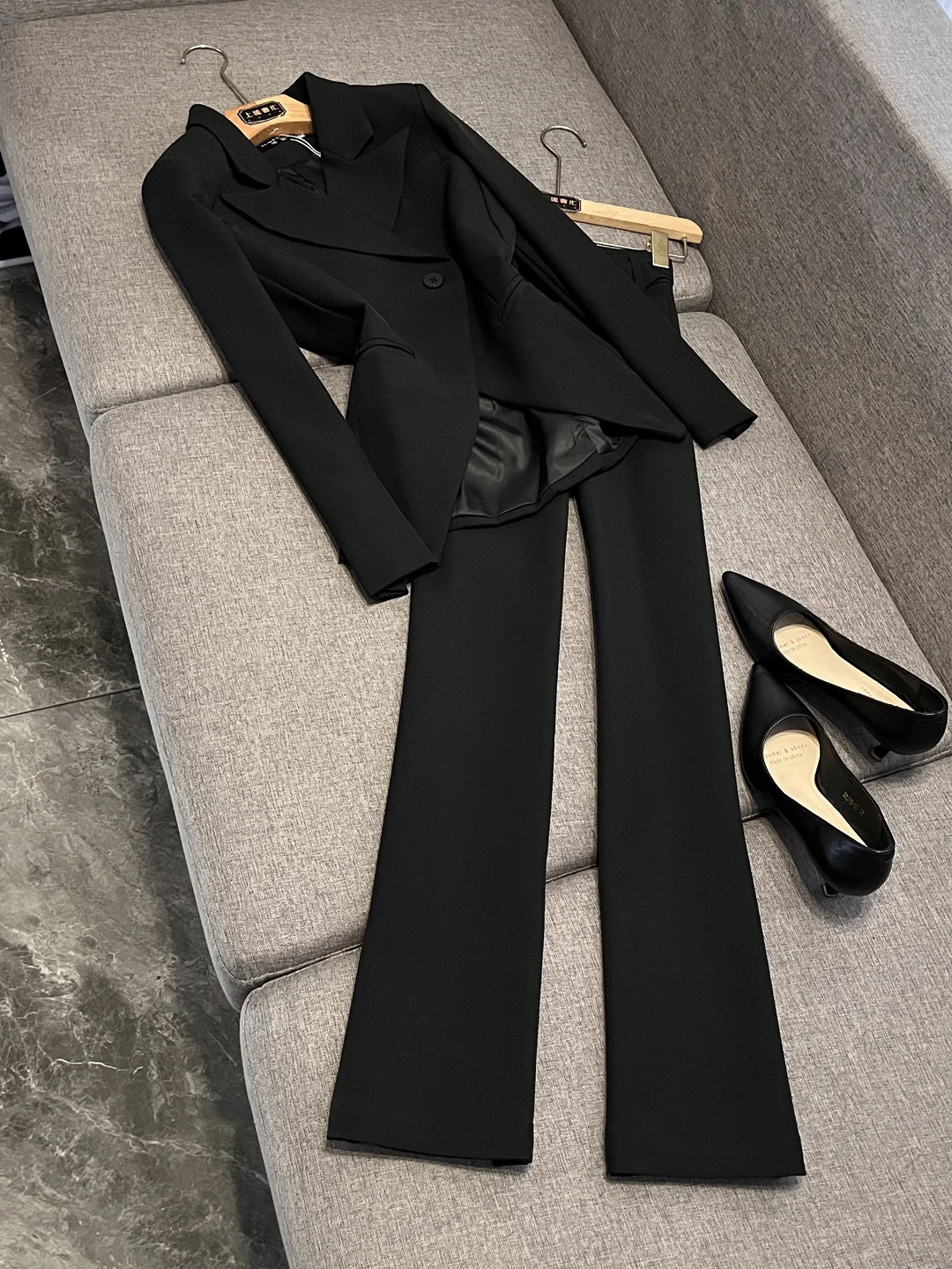 

Осенний деловой костюм Bla для женщин: профессиональный комплект для работы с микро-клешем брюками C03, элегантный деловой наряд