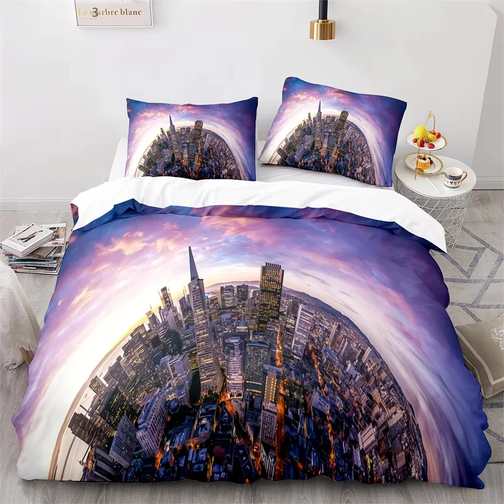 New York City Skyline Bedding Set Cityscape Duvet Cover Twin Queen City Building Comforter Cover Famous Urban Bedspread Cover