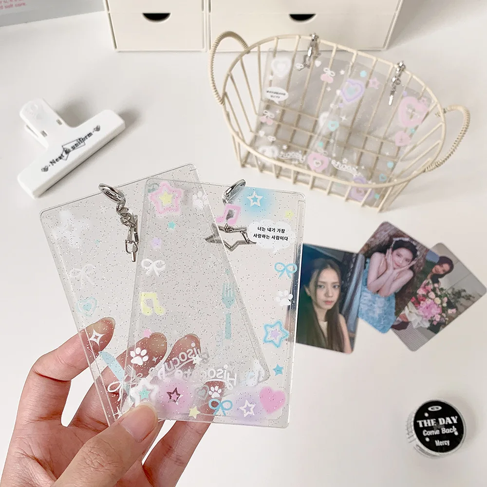 K-pop Fashion Transparent Acrylic Star 3-Inch Photo Card Holder Cute Girl Idol Photo Organizer Card bag Decoration Keychain Gift - view 6