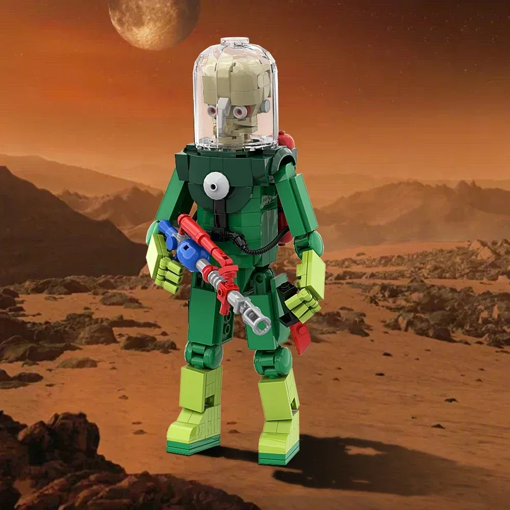 

Gobricks Moc Mars Attacks Model Bricks Horror Comedy Mars Attacks Green Robot Building Blocks Educational Toys Gifts