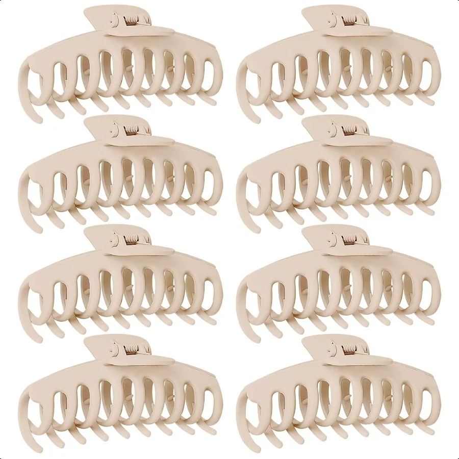 

Заколки для волос для женщин 8PK Большие нейтральные матовые заколки для волос Jumbo для толстых, тонких, длинных, коротких вьющихся волос для девочек, набор зажимов с большой челюстью