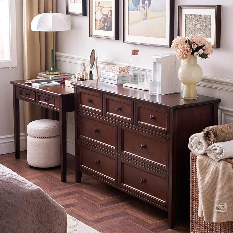American all-solid wood furniture seven-bucket cabinet multi-functional living room bedroom storage cabinet American seven