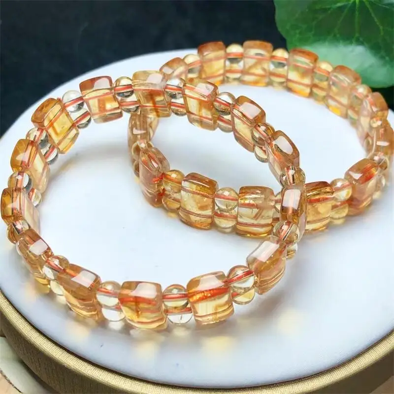 Natural Citrine Bangle Women Fashion Sweet Reiki Healing Energy Strand Girls Jewelry Gift 1PCS 13x18mm