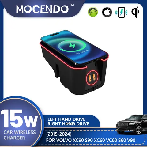 15W Charger Wireless Charging Pad for Volvo XC90 2015-2024 car Accessories para auto car tools Car Electronics