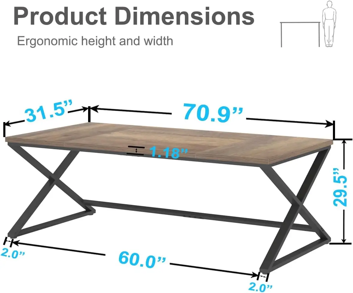 Ibf Holz großer Computer tisch, 70.8 "langer Home-Office-Schreibtisch für zwei Personen, Bauernhaus Arbeits studie Schreibtisch im Schlafzimmer, einfach