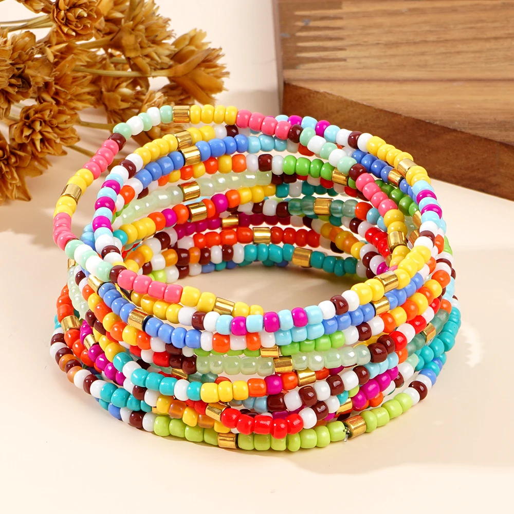 1PC Bohemian 2024 New Summer Fashion Bracelet Iron Gall Stone Glass Beads Women Jewelry Handmade