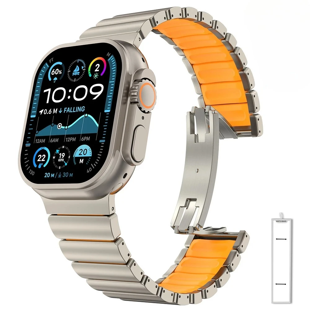 44mm 45ｍｍ apple watch メタル ラバーバンド カスタム 金属 Apple Watchバンド用メタルチタンストラップ ウルトラ3 49mm シリーズ